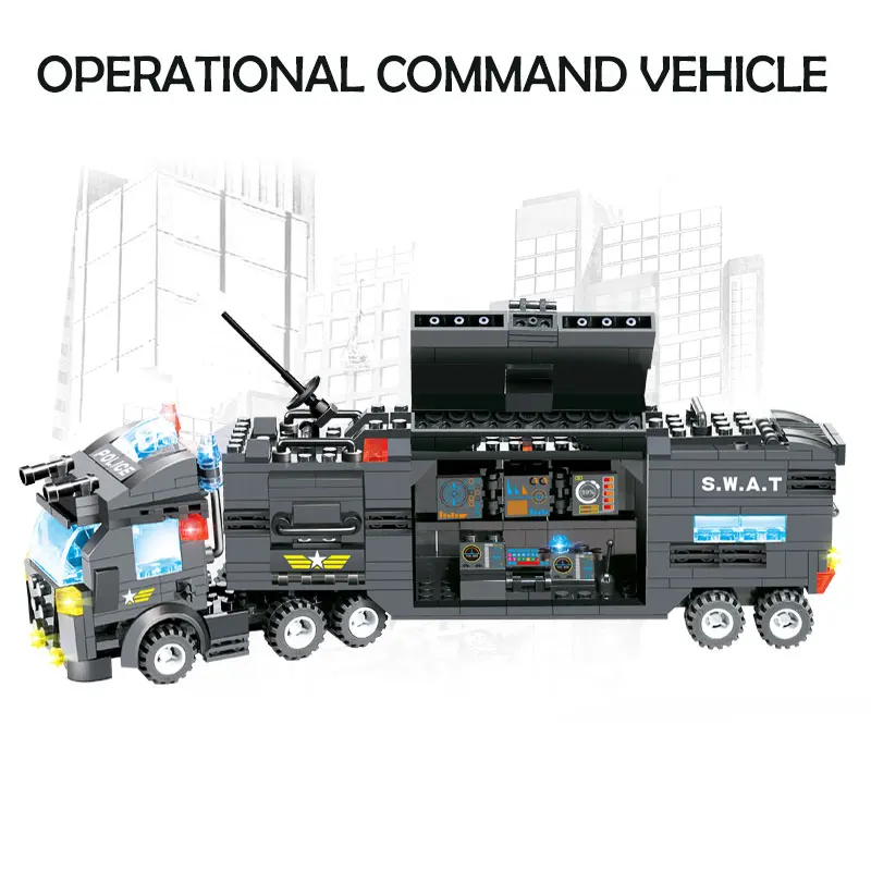 725pcs 8 IN 1 City Police Station Building Blocks Compatible SWAT Truck Car Bricks Toys for Boys Children | Игрушки и хобби