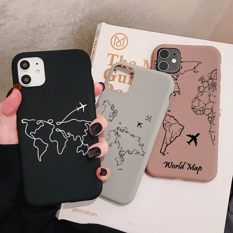 Чехол для мобильного телефона с картой мира iPhone 11 Pro XR X Xs Max 8 7 6 Plus 6S 5S SE матовый