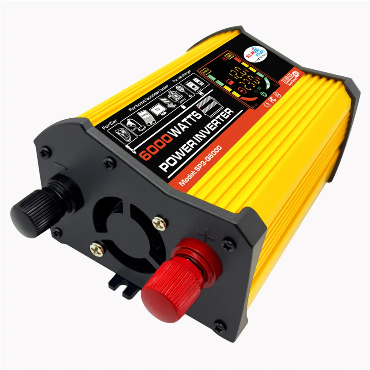 

6000W 12V LED Screen Inverter Car Power Adapter Modified Sine Wave Voltage Transformer Dual USB 12V to 220V 110V Inverter