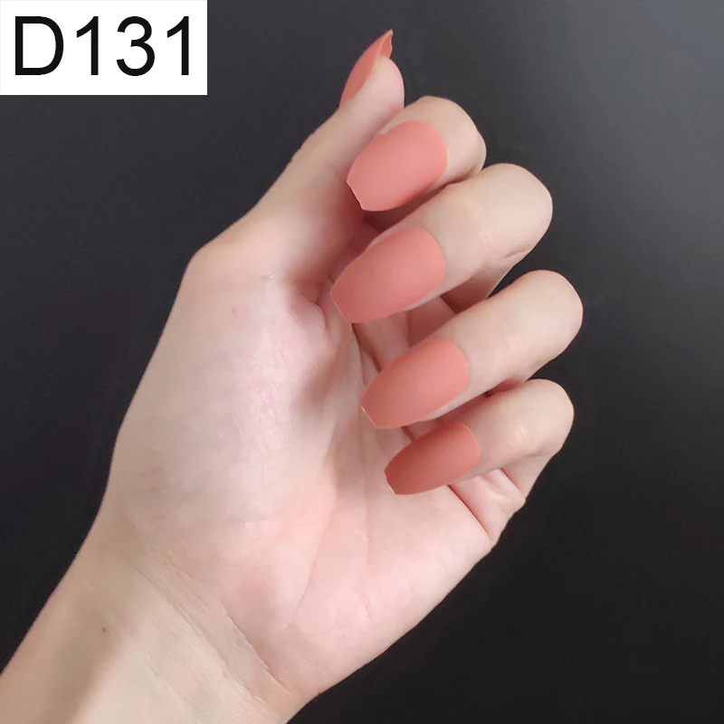 D131 Ballerina x 1P 24 шт./компл. стилет балерина гроб круглый овальной формы с полным покрытием матовая накладные ногти для ног, мягкая на ощупь, накладные ногти искусственные ногти Нейл Арта, набор - Цвет: D131 Ballerina x 1P