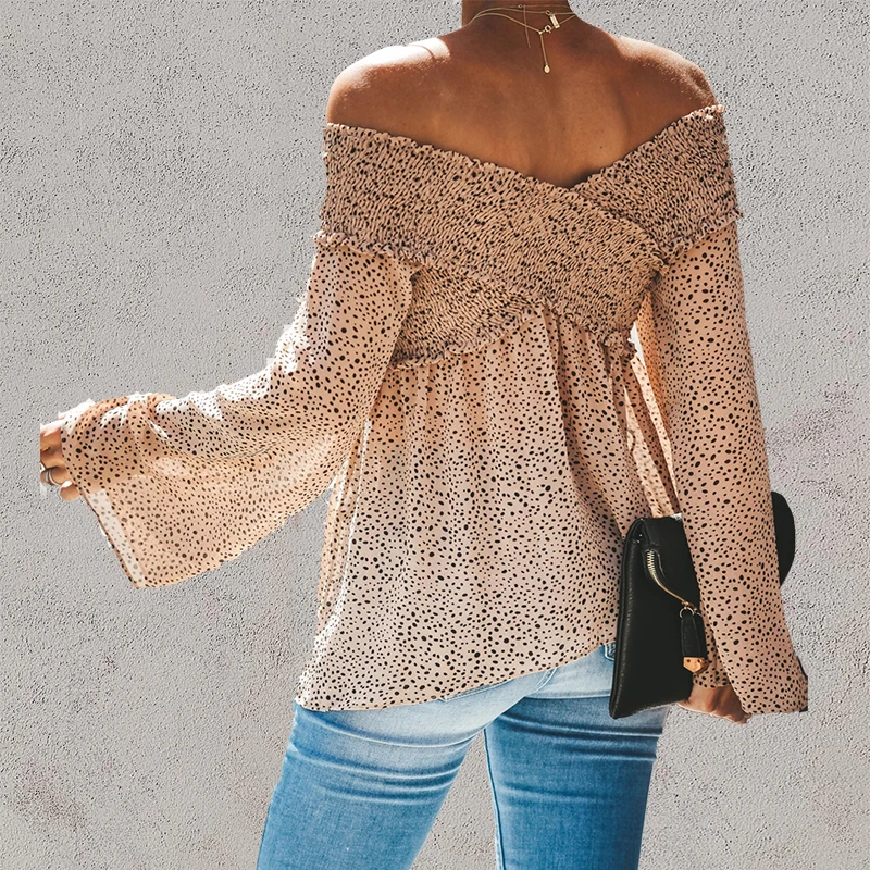 Valadenims Sexy off-the-shoulder T-shirt women's long sleeve one word collar ruffled edge slim top stretch street fashio |