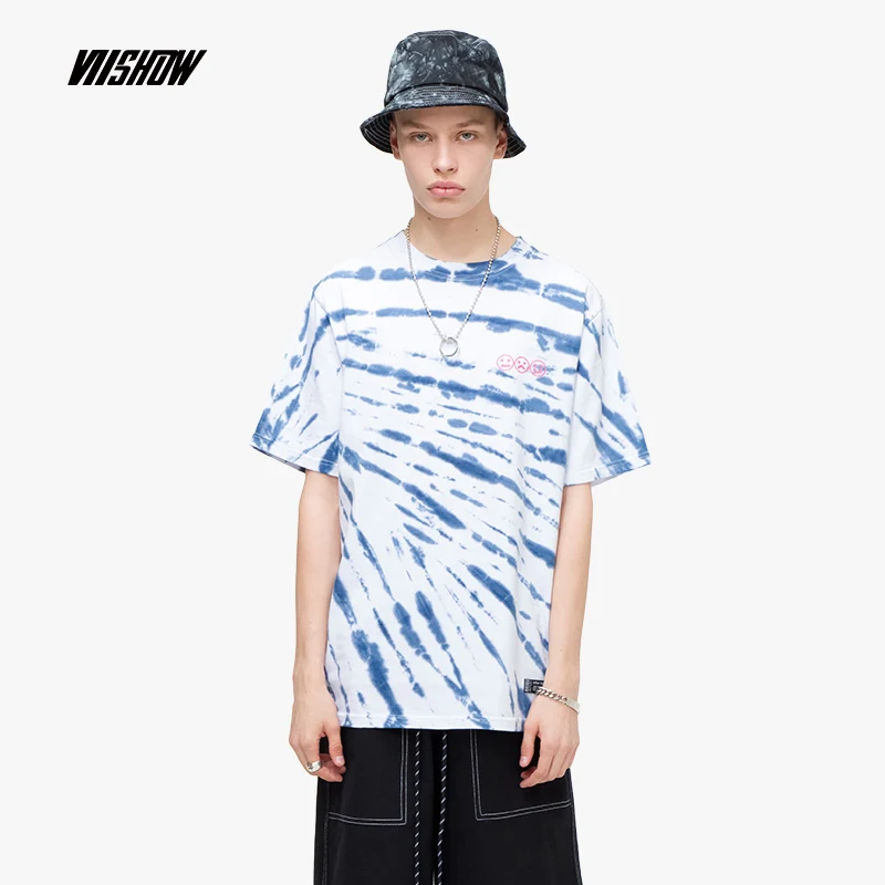 VIISHOW уличная Отпечатано Для мужчин футболка бренд Повседневное сине белые