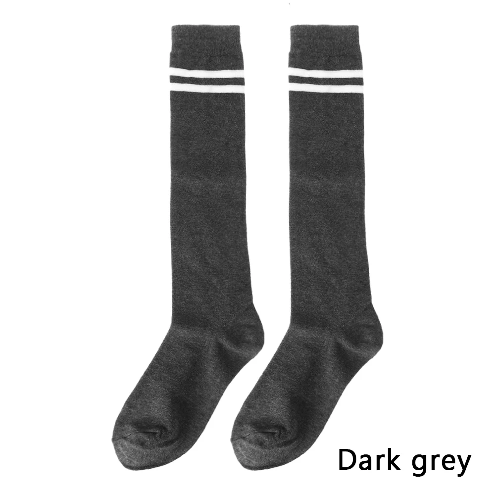 dark grey 1 шт., 9 цветов, милые дышащие эластичные и тонкие гольфы для японских школьниц, хлопковые свободные полосатые длинные носки для женщин - Цвет: dark grey