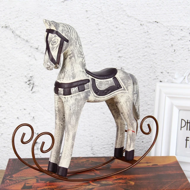 Modern Europe Style Trojan Horse Statue Wedding Decor Wood Retro Home Decoration Accessories Rocking Ornament Gifts | Дом и сад