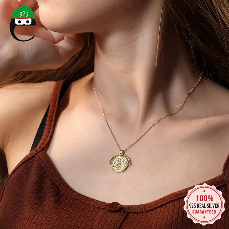 Женское Ожерелье из золотых монет Золотая подвеска 100% серебра 925 пробы подарок