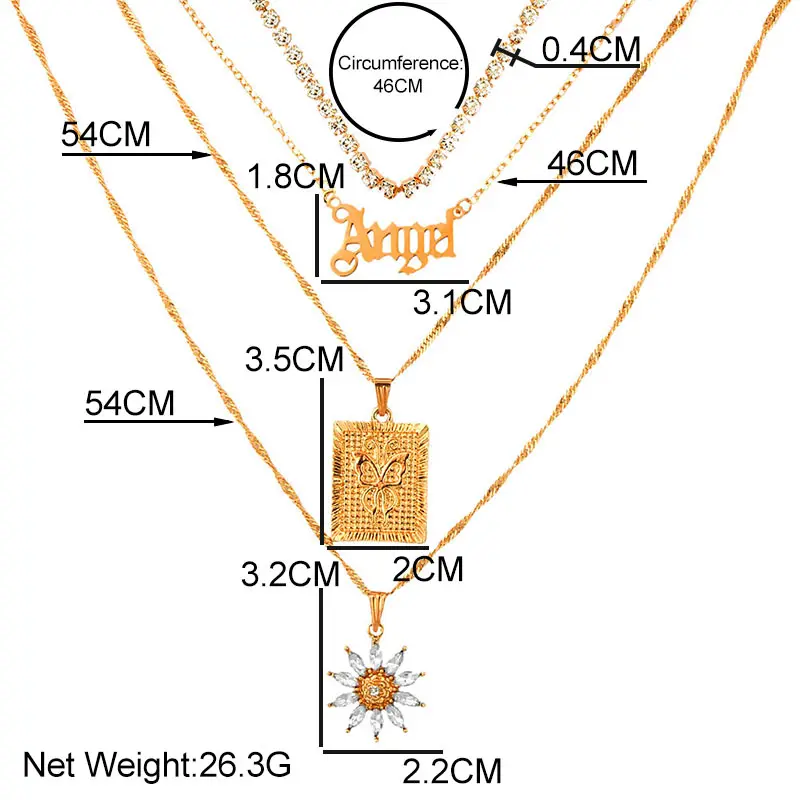 

Multilayer Crystal Flower Butterfly Choker Pendant Necklace for Women Punk Angel Letter Tennis Chain Necklaces Trendy Jewelry