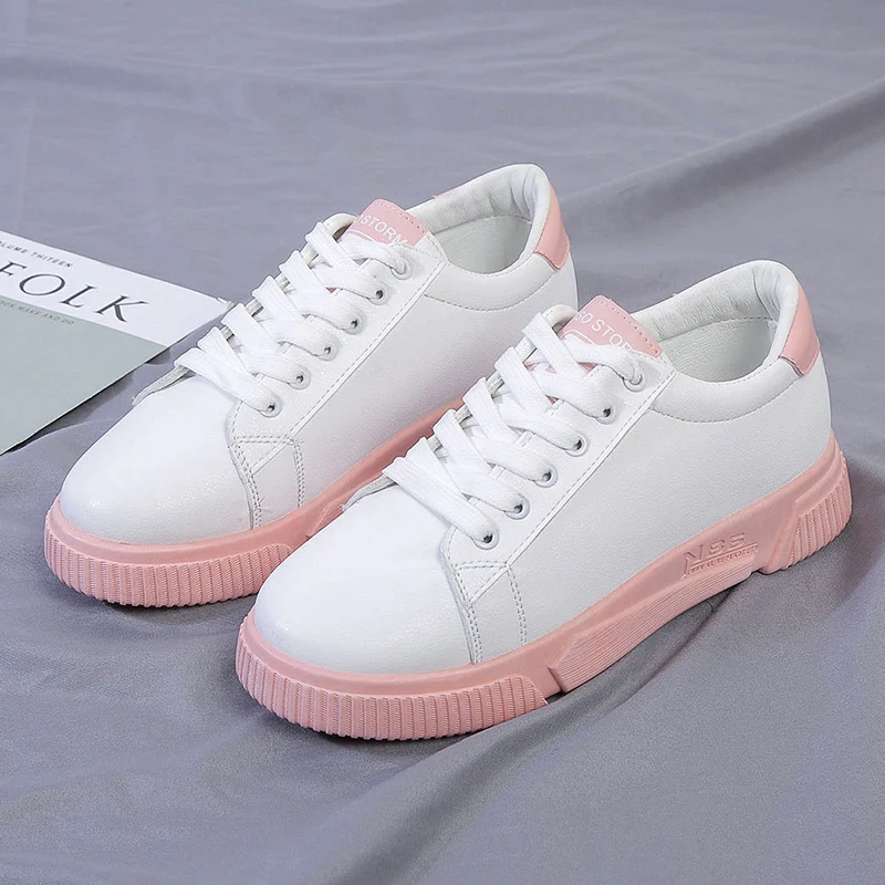 Sapato feminino zapatos mujer; коллекция года; женская обувь для тенниса; спортивная обувь; Tenis Blancos; кроссовки на плоской подошве для прогулок; Tenis Plataforma; дешево; 7 - Цвет: Розовый