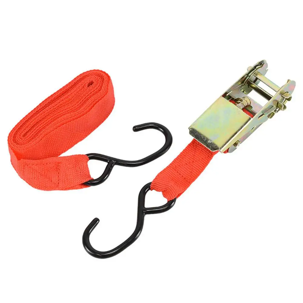 

2PCS Durable Ratchet Tie Down Hold Secure Cargo Straps Moving Hauling Truck Motorcycle Straps Lashing Package Webbing