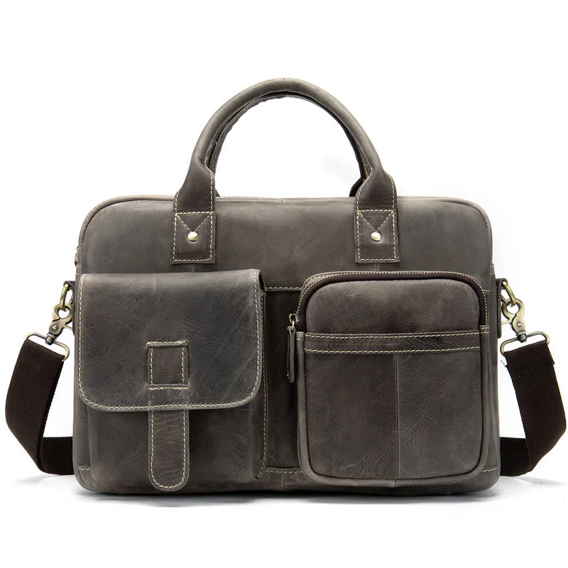 Vintage Men's Briefcase Genuine Leather Laptop Bag Office Bags for Men Business Porte Document Shoulder Handbag