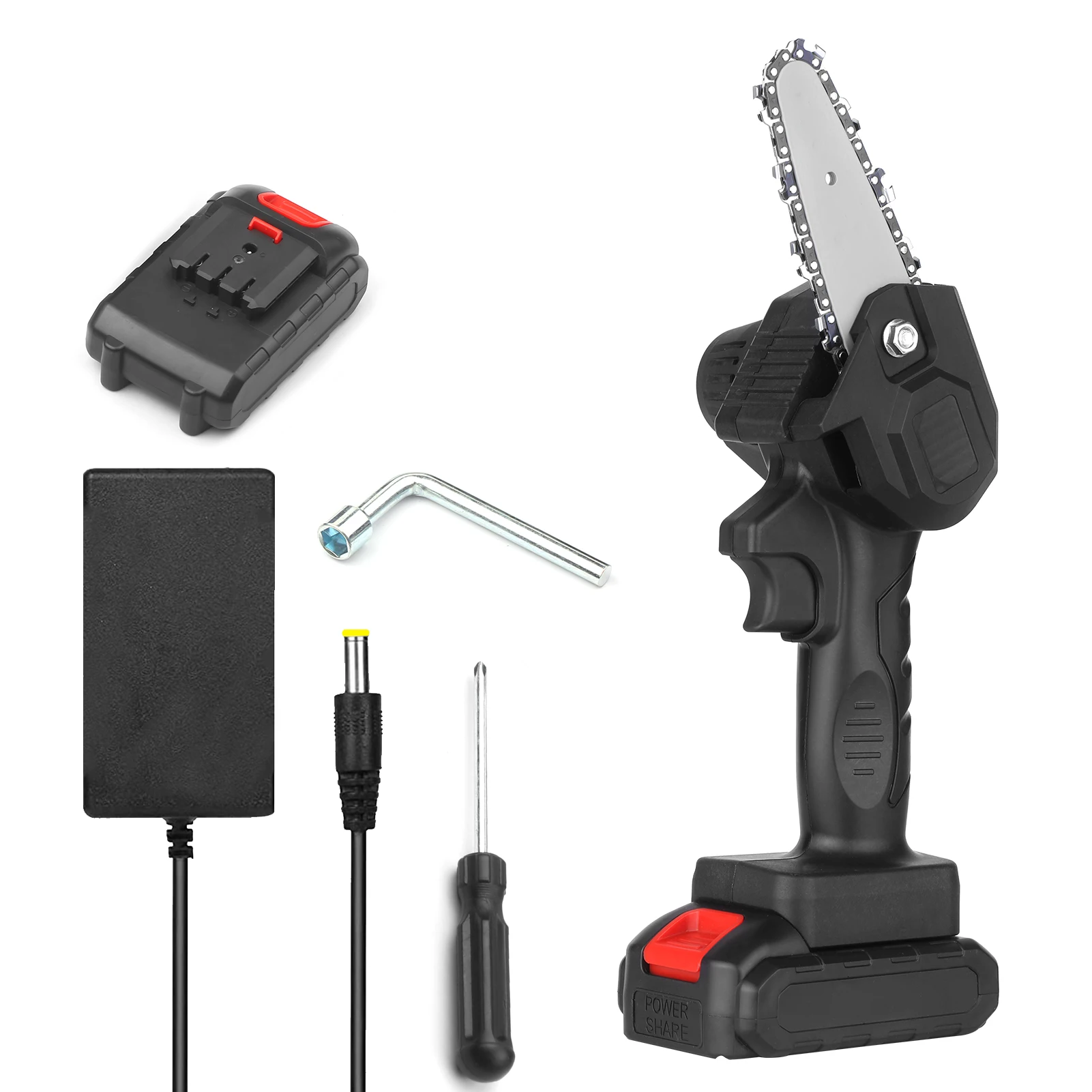 

Electric Saw Garden Logging Tree Branch Pruner Electric Pruning Saw 4In Cordless Chain Saw with 2pack 2.0A Rechargeable Battery