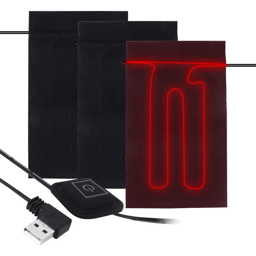 

Black 3pcs USB Electric Heater Pad Warmer Pads DIY Coat Clothes Heater Cushion 3 Gear Adjusted Vest