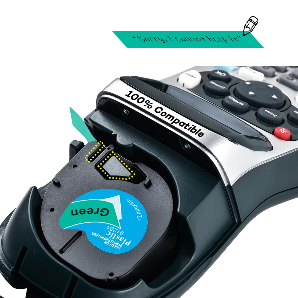 5 PACK Label World LT91204 ribbon Compatible for Dymo LT 12mm*4m Black on green Plastic Tapes LT-100H | Компьютеры и офис