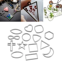 30pcslot border mold geometric hollow metal frame bezel epoxy resin pendant tray molds for diy jewelry making earrings supplies