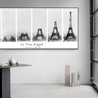 canvas painting eiffel tower history black and white architecture prints poster wa art picture for living room home decoration