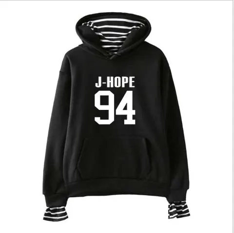 Kpop jin suga женский студенческий harajuku полосатый воротник свободные поддельные два