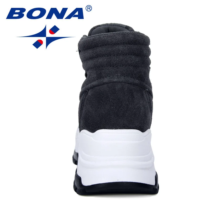 BONA/Новинка года; дизайнерские замшевые кроссовки; Зимние теплые плюшевые ботинки на платформе; женская обувь для отдыха на высокой танкетке; удобная женская обувь