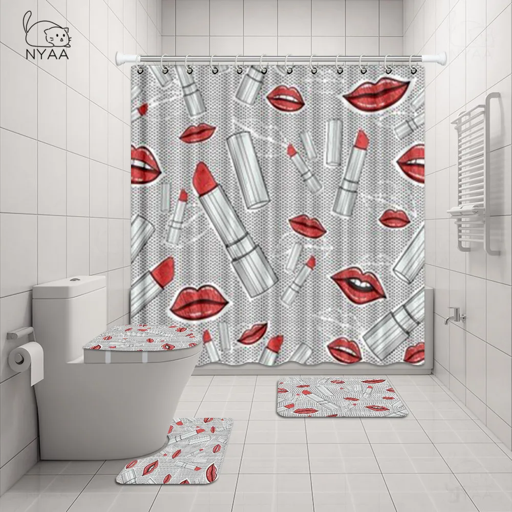 Мяу 4 шт. средства для макияжа набор душа Шторы ковер крышка Крышка унитаза коврик