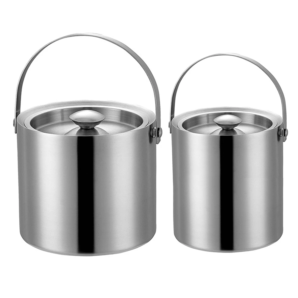 

Большой изолированный двухстенный ведро для льда из нержавеющей стали объемом 2 л/3 л с крышкой для вечевечерние, бара, KTV, льда, вина