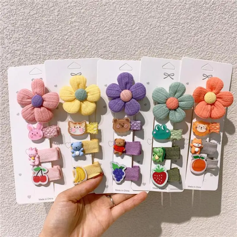 

4 Piece Hair Accessories Set For Girls Cute Small Flowers Hair Clips Hair Pins Kids Hair Cute Cartoon Barrettes Headwear