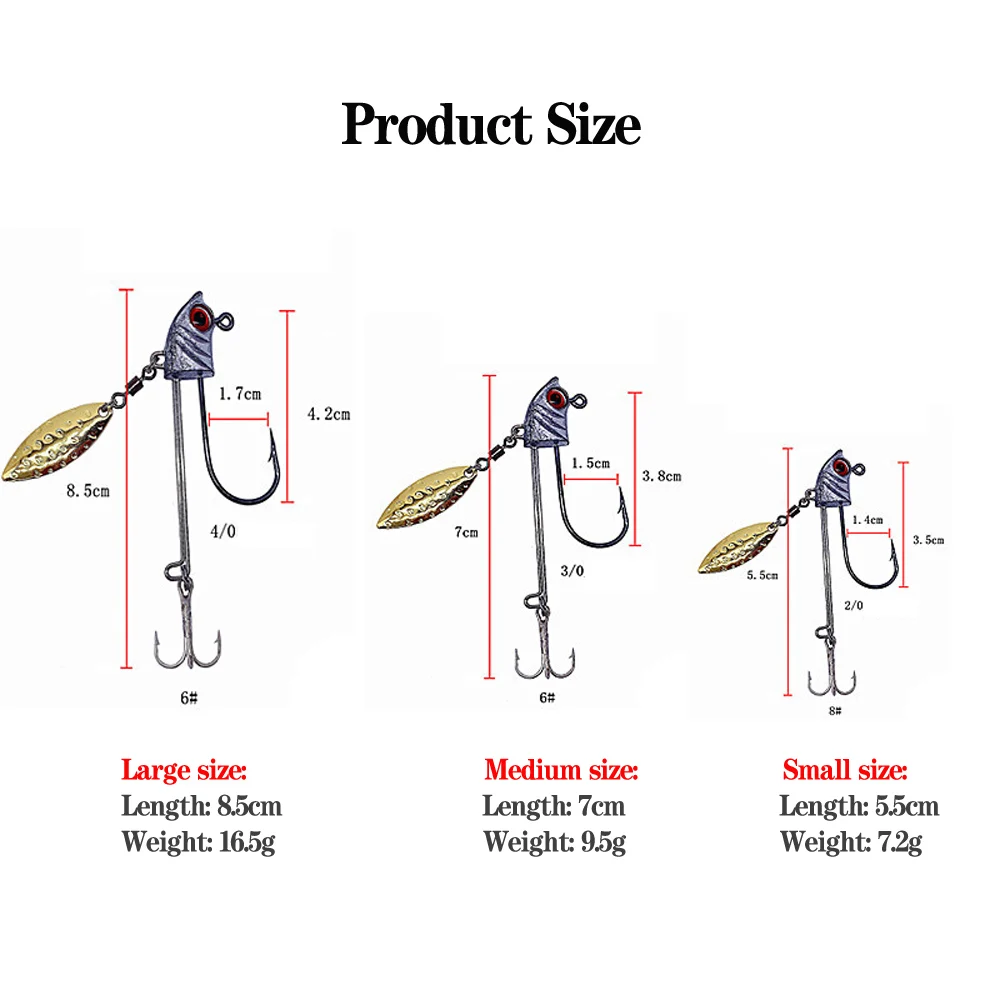 3pcs/Lot 3D Eyes Baitfish Under Spin Jighead 7g/10g/17g Fish Head Jigs Bladed Swimbait For Bass Trout Walleye Crappie Fishing - купить по