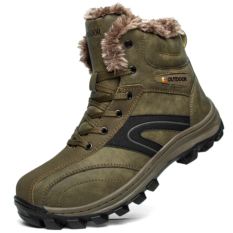 Online Sepatu Bot Olahraga Luar Ruangan Pria Sepatu Bot Hiking Ukuran Besar 40-48 Sepatu Trekking Berjalan Gunung Sepatu Bot Hangat Musim Dingin Pria Sepatu Salju Kulit Pergelangan Kaki