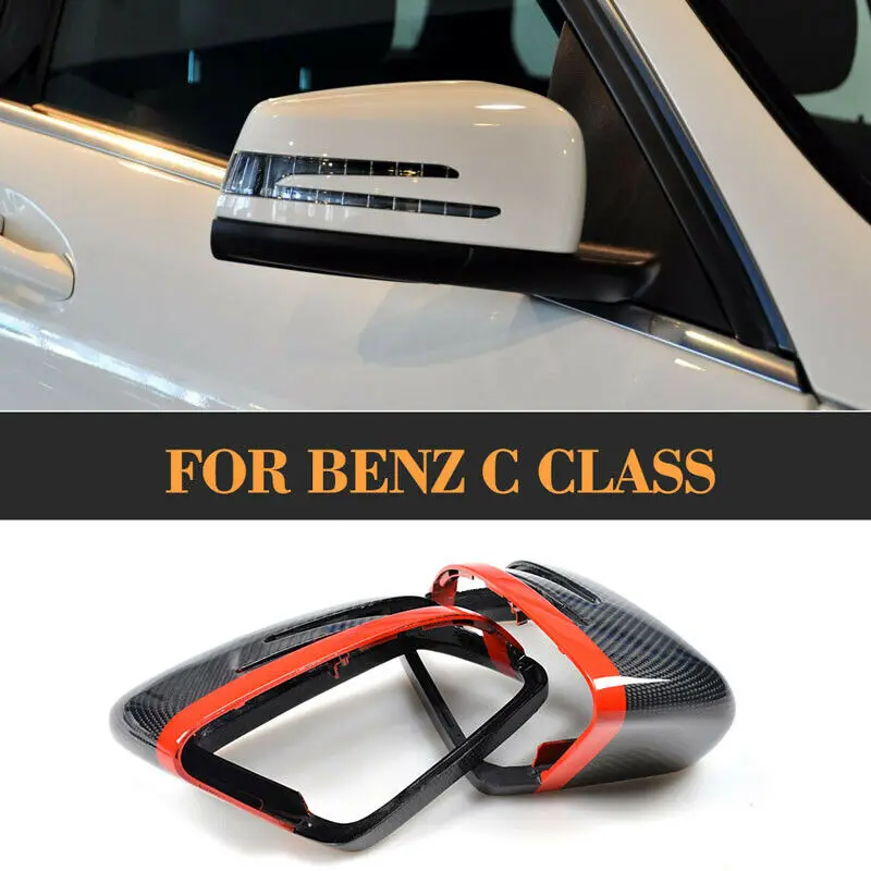 

2pcs Carbon Fiber Side Door Wing Mirror Replacment Cap Cover Fit For Mercedes W204 2011-16