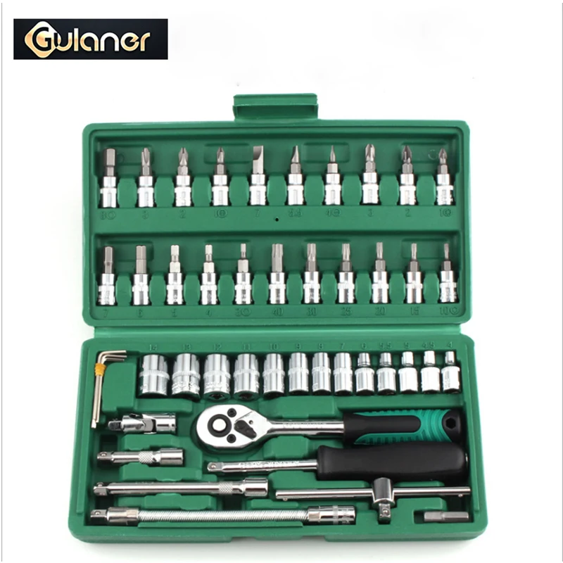 46 шт. комбинированный инструмент набор гаечных ключей с храповым механизмом