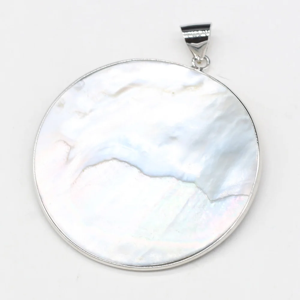 

1pcs Natural Round Shell Pendants Silver Color polishing Shell for Tribe Jewelry Making Diy Necklace Earrings Accessories