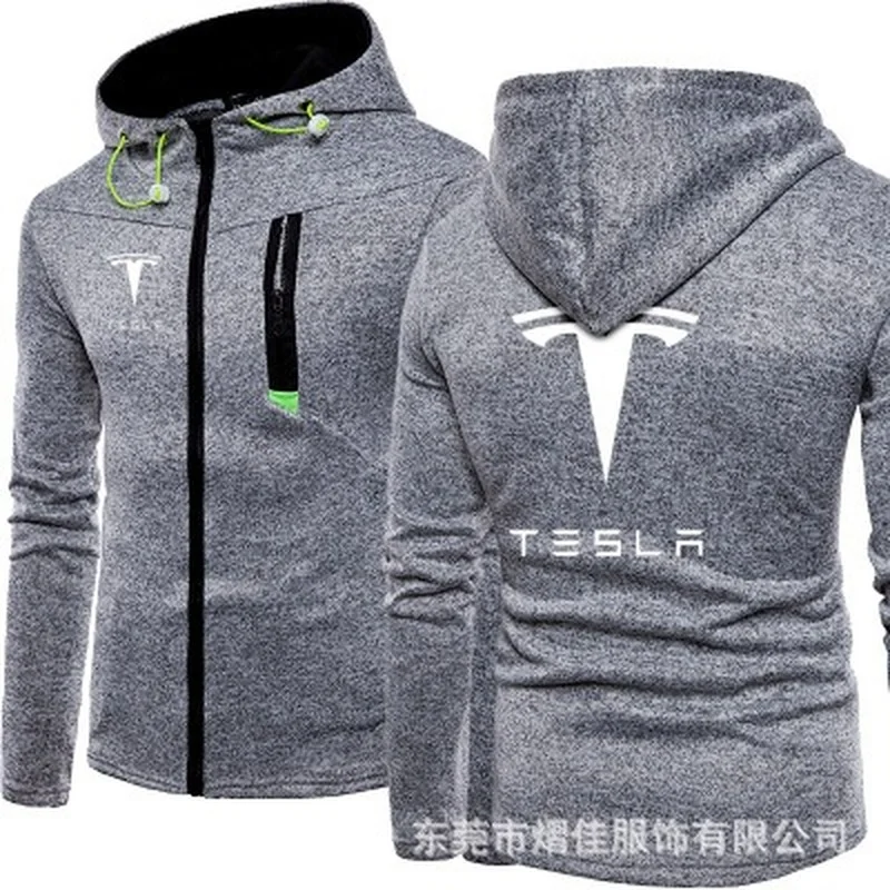 

Spring Autumn Men's Hoodie for Tesla Logo High Quality Hooded Sweatshirts Zipper Clothing hoodies men sweatshirt Casual