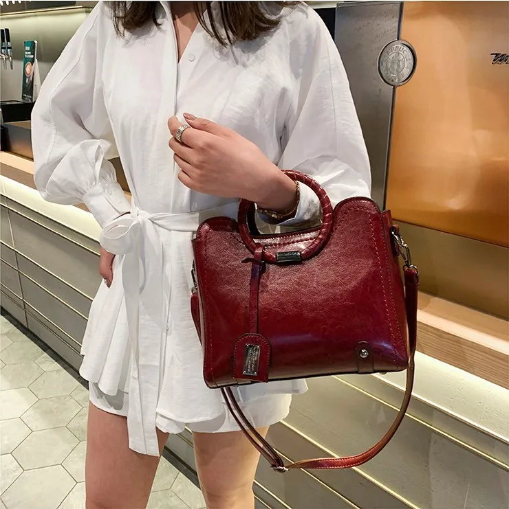 Bag Woman 2019 Package Handbag Leisure Time Layer Skin Single Shoulder Satchel |