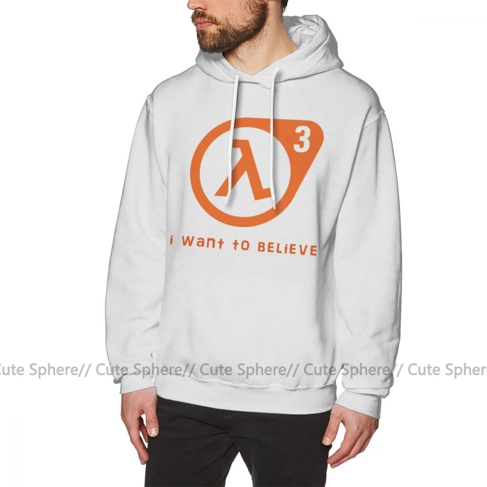 Толстовка с капюшоном Half Life 3 I Want To Believe, Свободный пуловер с капюшоном, длинная Хлопковая мужская серая толстовка с капюшоном - Цвет: White