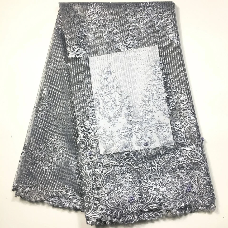 Королевский синий африканский кружевной материал 2021 вышитые нигерийские