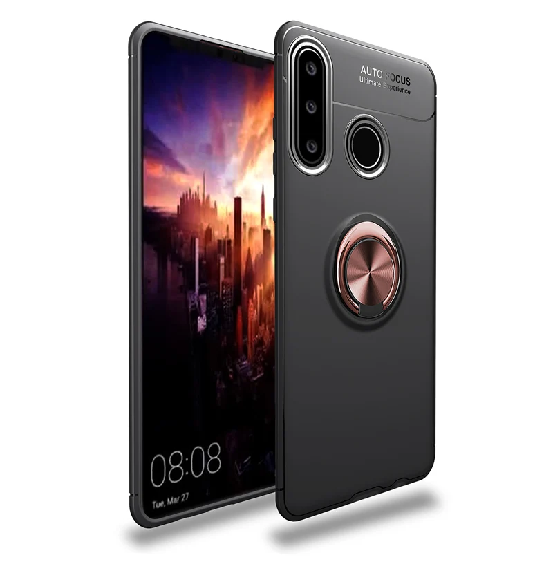 Rose gold and black Для OPPO Realme 3 Чехол подставка с магнитным кольцом силиконовая Мягкая задняя крышка из ТПУ для Realme 3 Pro противоударный чехол для телефона для Realme 5 pro - Цвет: Rose gold and black