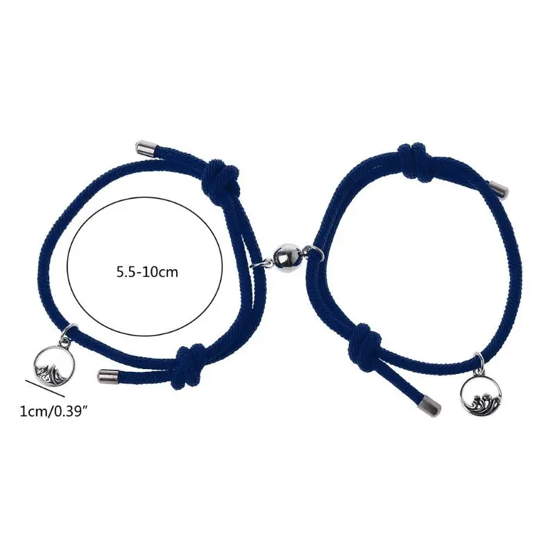 ANGELADY 2Pcs Minimalist Lovers Matching Friendship Bracelet Set - Rope Braided Couple Magnetic Distance Bracelet Set - Lover Jewelry image 2