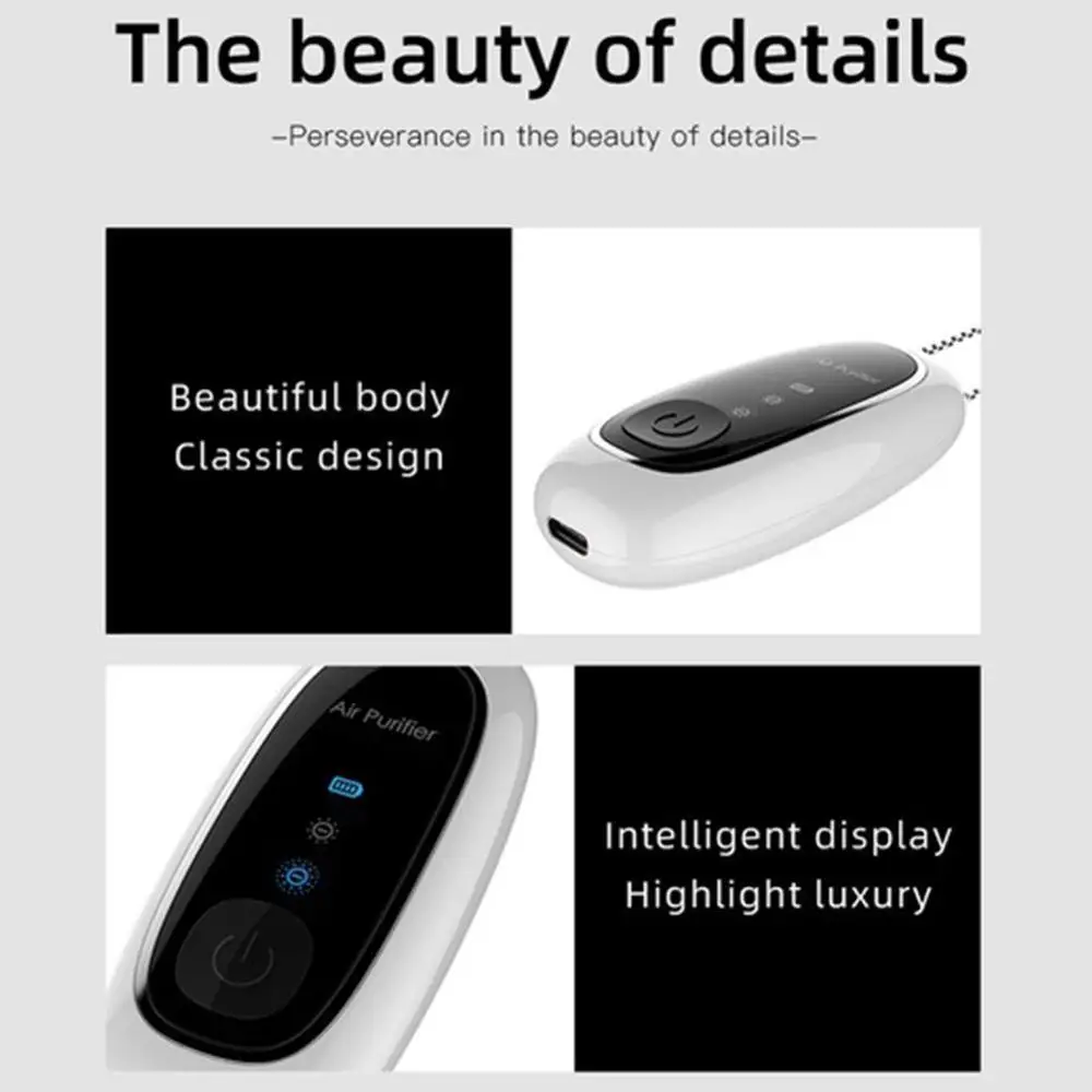 

USB Portable Air Purifier, Personal Hanging Necklace For Adults Air Freshener-No Negative Ion Radiation Kids with I7G6
