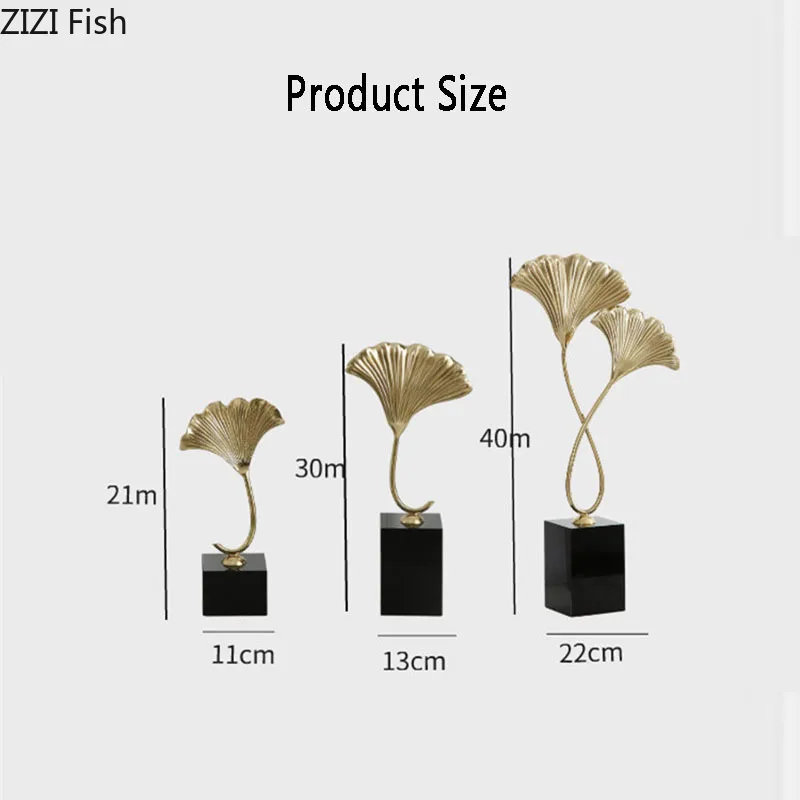 Американский минималистичный настольный декор Золотая медь гинкго билоба