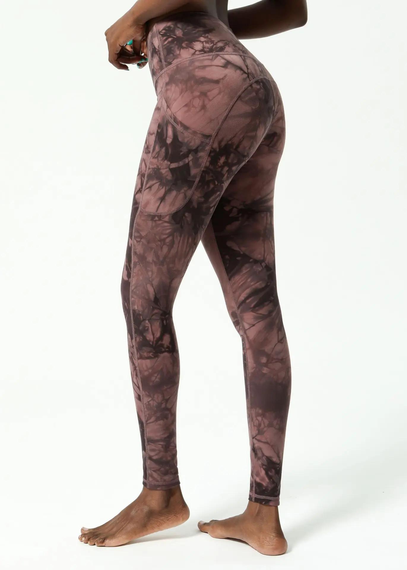 

new tie-dye print yoga nine-pants women's high-waisted bare-hip yoga pants yoga suit leggings women