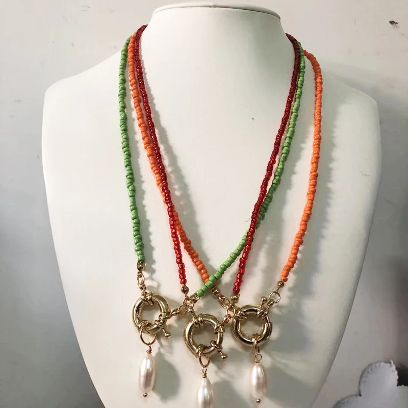 Новинка уникальный дизайн модное ожерелье из разноцветного жемчуга подвеска