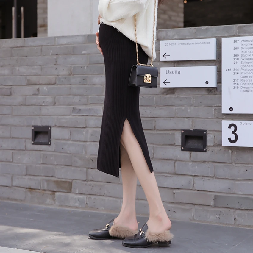 Одежда для беременных Половина тела юбка на осень и зиму трикотажные живот