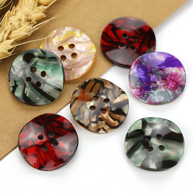 

4pcs Fashion 25mm Decorative Buttons Acetic Acid Irregular Resin Buttons 4 Holes for Clothing Shirt Overcoat Sewing Accessories
