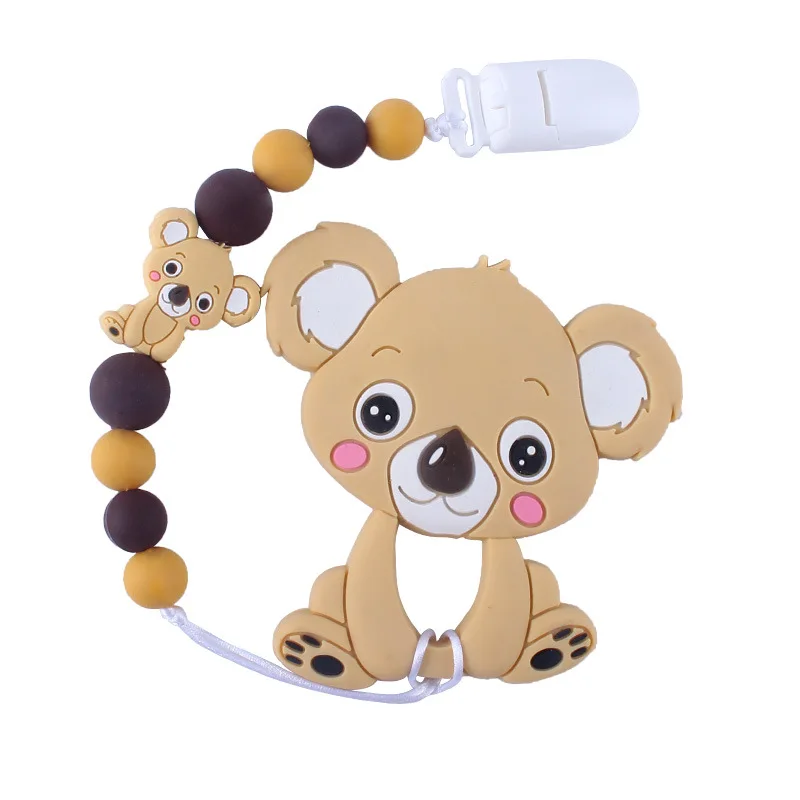 Cadena de chupete mordedor de silicona, collar de dentici&oacute;n para beb&eacute;, Koala, regalo para Baby Shower, collar de dentici&oacute;n, cuentas de silicona-1
