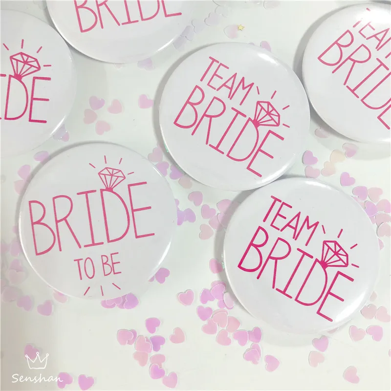 White Pink Team Bride Bridal Shower Party Badge Wedding Buttons to Be For Decor Supplies | Дом и сад