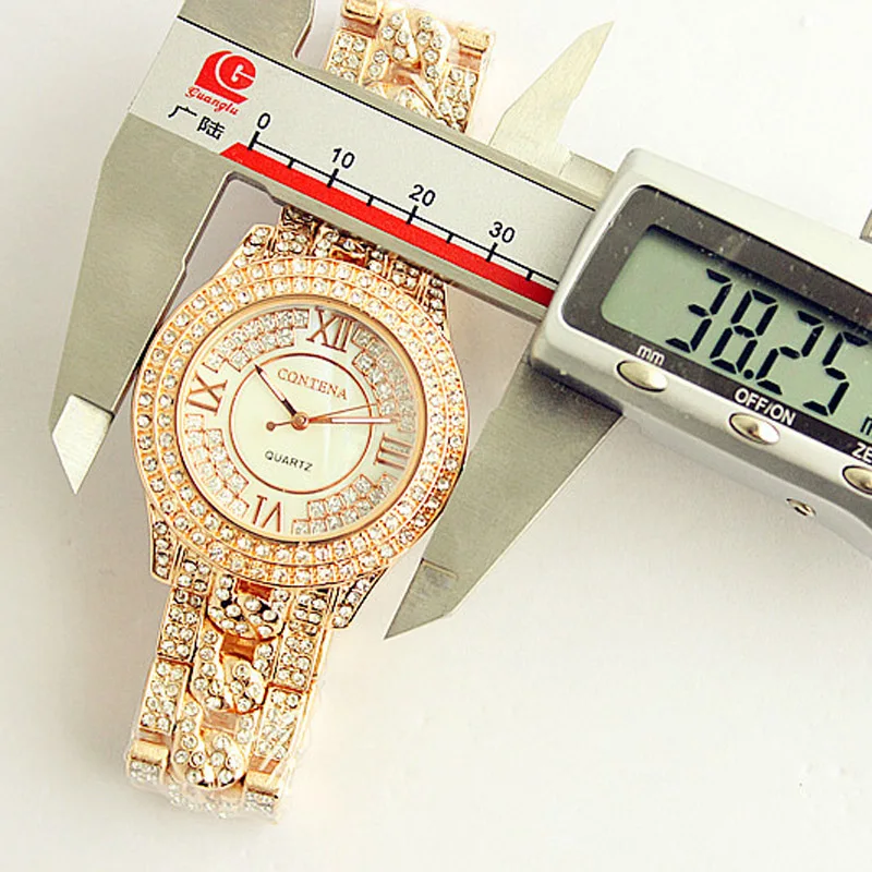 Женские часы CONTENA модные из нержавеющей стали с бриллиантами ЖЕНСКИЕ НАРЯДНЫЕ