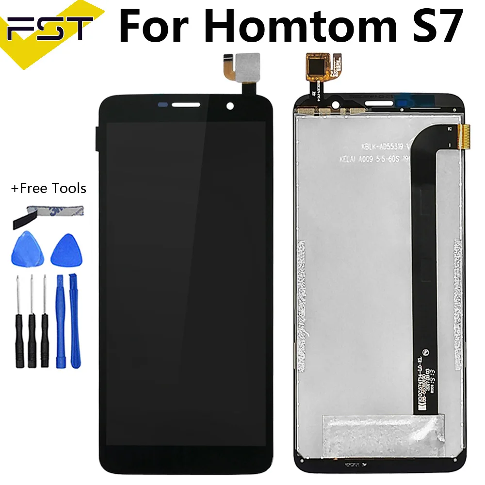 5," черный для HOMTOM S7 ЖК-дисплей с кодирующий преобразователь сенсорного экрана в сборе запасные части аксессуар+ Инструменты+ клей