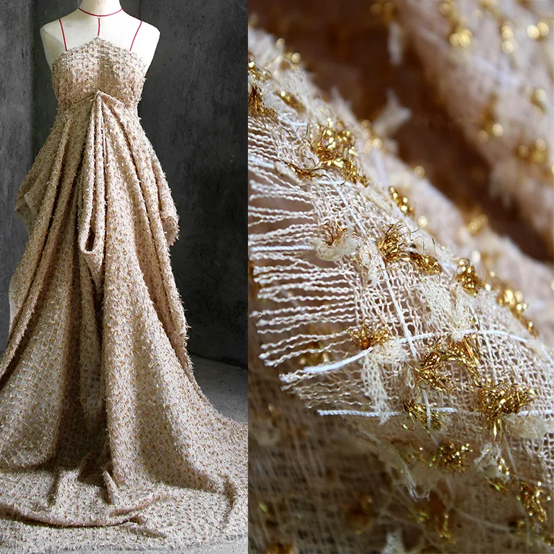 150X90 см/шт дизайнерская ткань пеньковая Золотая трехмерная Тяжелая Текстура