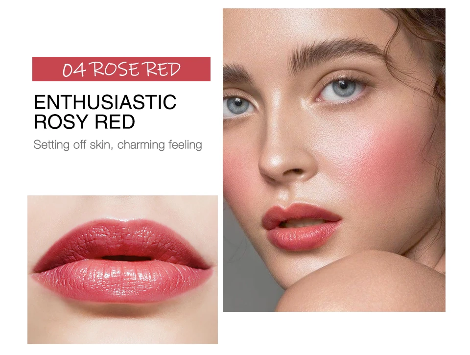 O.TWO.O 2 In 1 Lip Gloss+ Liquid Blusher Double Effect Long Lasting Waterproof 4 Colors Soft Silky Smooth Makeup