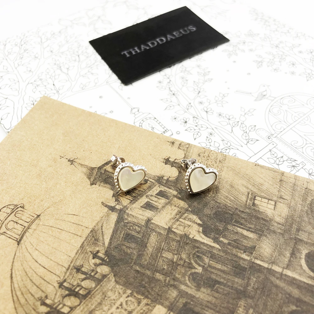 Серьги гвоздики в форме сердца Shell европейский стиль модные блестящие ювелирные