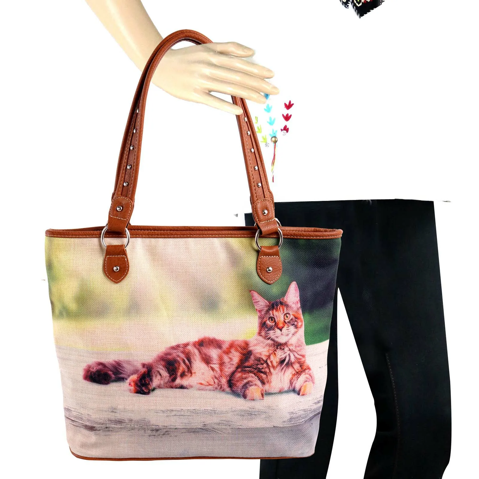 

Cat Collection Canvas Tote Bag Brown Lovely Casual Women's Bag