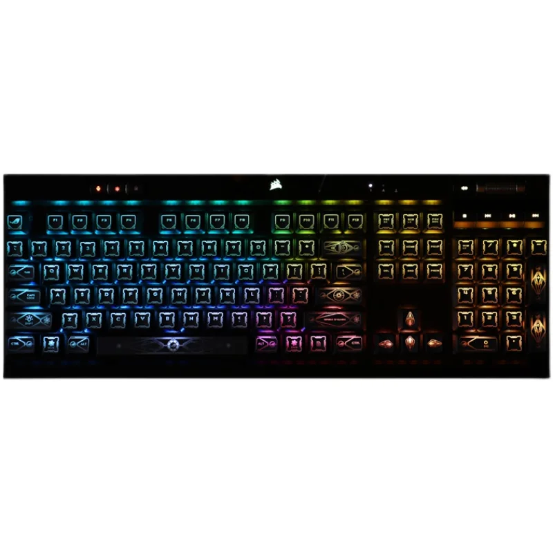 Прозрачная клавиатура с RGB-подсветкой и эффектом чёрного отверстия пиратский