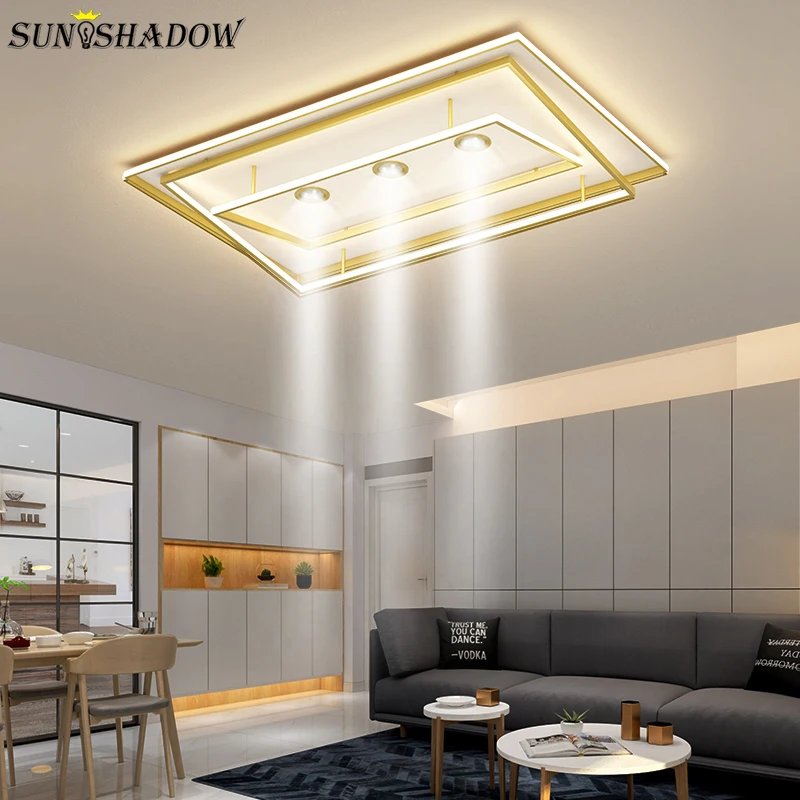 

Black&Gold Modern Ceiling Light Home Led Ceiling Lamp Square&Rectangle For Living Room Bedroom Dining Room 110v 220v Led Lustre